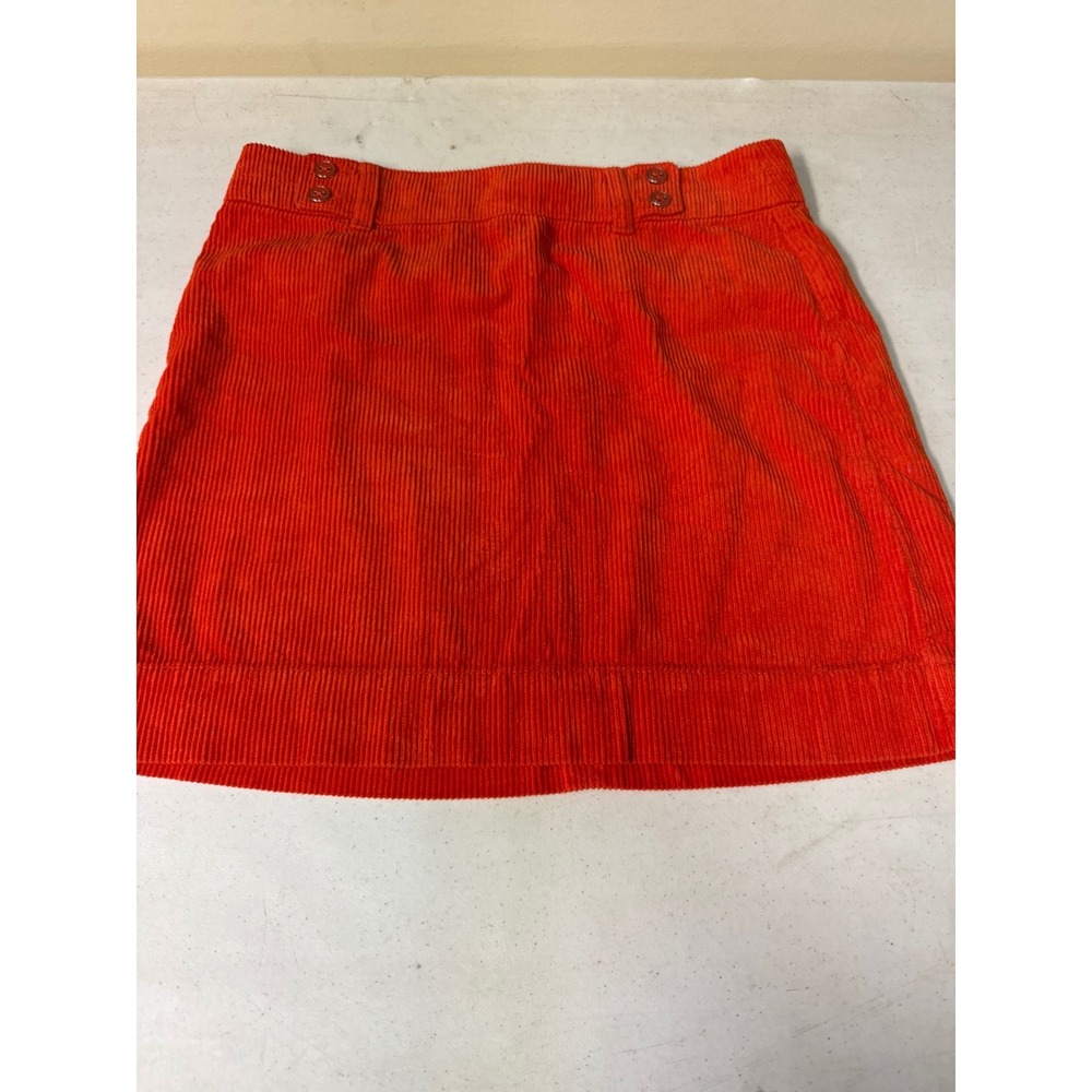 LOFT Orange Corduroy Mini Skirt Size 4 Wide Wale Back Zip Fall Casual